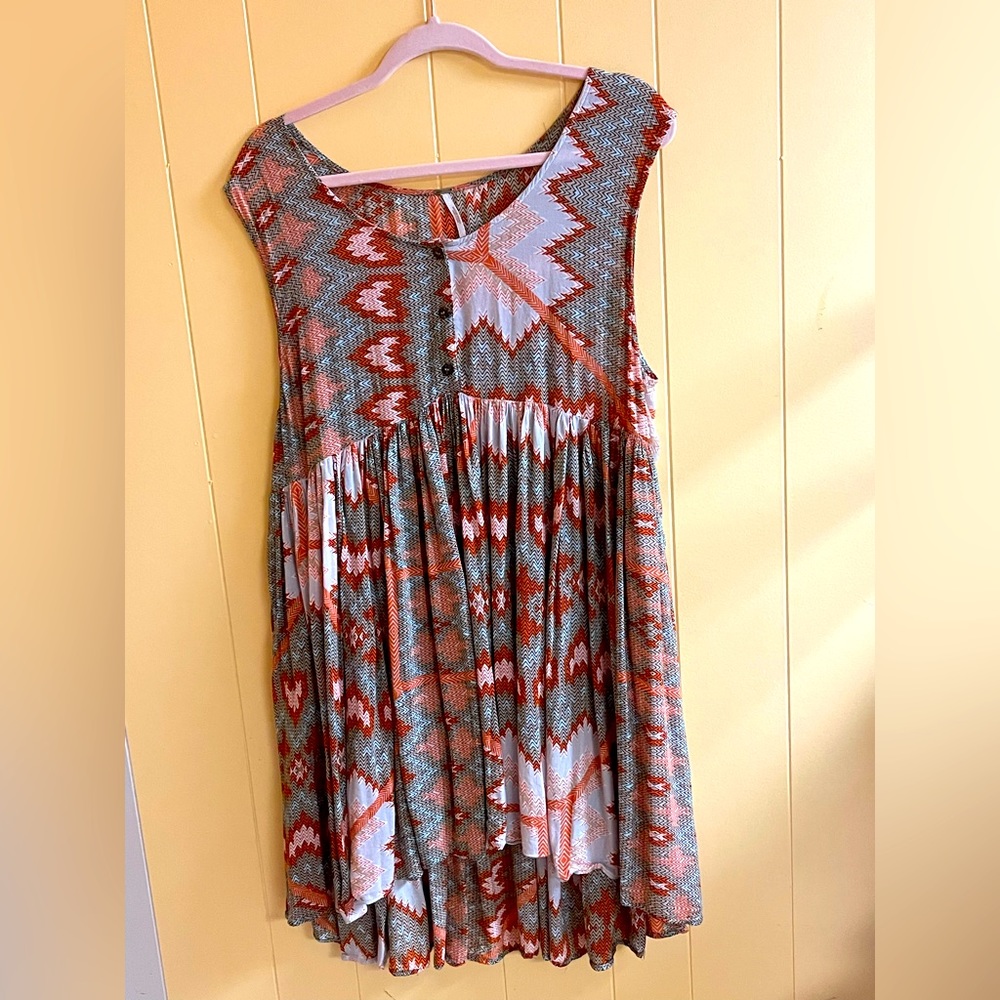 FREE PEOPLE DRESS, flat bodice w/3 working buttons & pleated skirt, EXCELLENT!